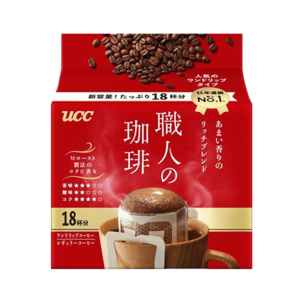 【ドリップコーヒー】 UCC 上島珈琲 職人の珈琲 ワンドリップコーヒー あまい香りのリッチブレンド 18杯分×1ケース/12袋