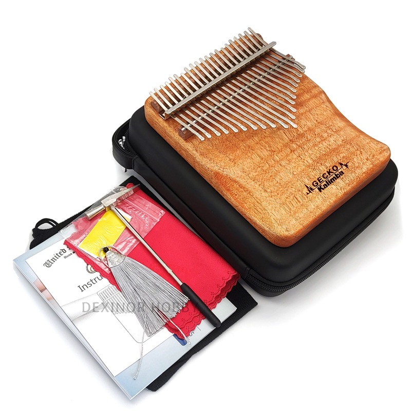 gecko 親指ピアノ 21鍵カリンバ 21キー オグマン木製 楽器セット 初心者向け 音楽練習やプレゼントに新流行保護ケース付