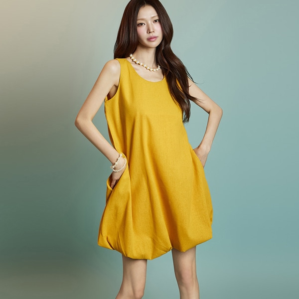 D5310 リネン バルーン ワンピース