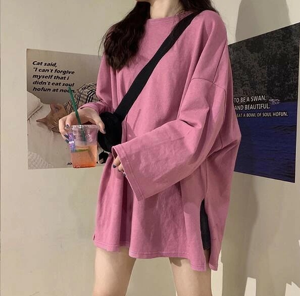 秋レディース服 Tシャツ長袖トップス　oversize5色