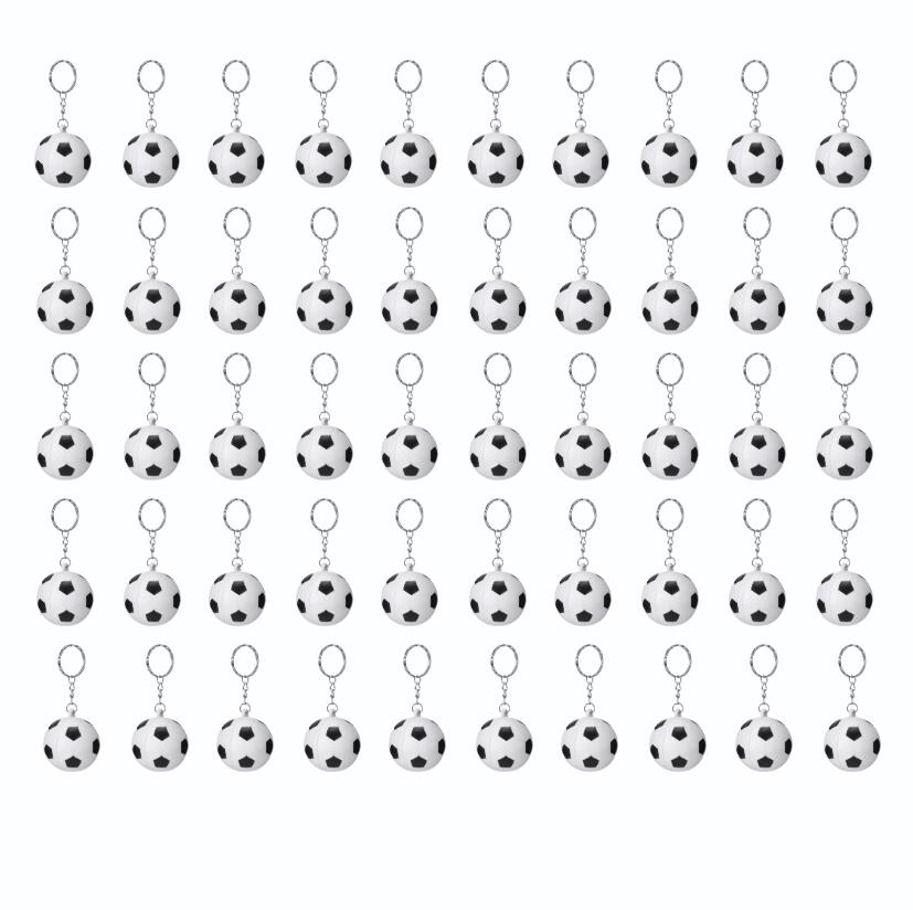 【50個セット】サッカーボールキーホルダー ホワイトカラー スポーツ記念品 パーティー スクールイベント スポーツセンター装飾に最適 カーニバル景品 バッグフィラー 報酬品として大人気 部活表彰品 サ