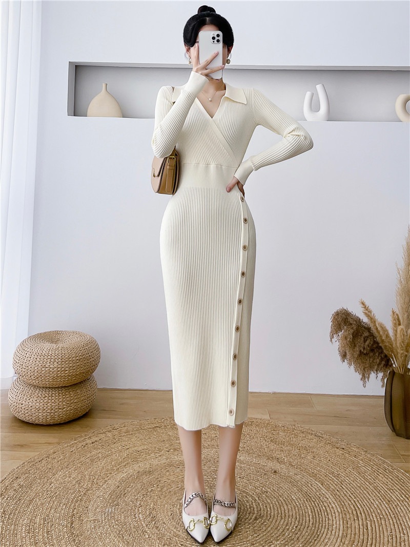 スリムセータードレス女性秋と冬は底タイトニットドレスサブ内の膝パッケージヒップスカートの長いセクションをウェイスト