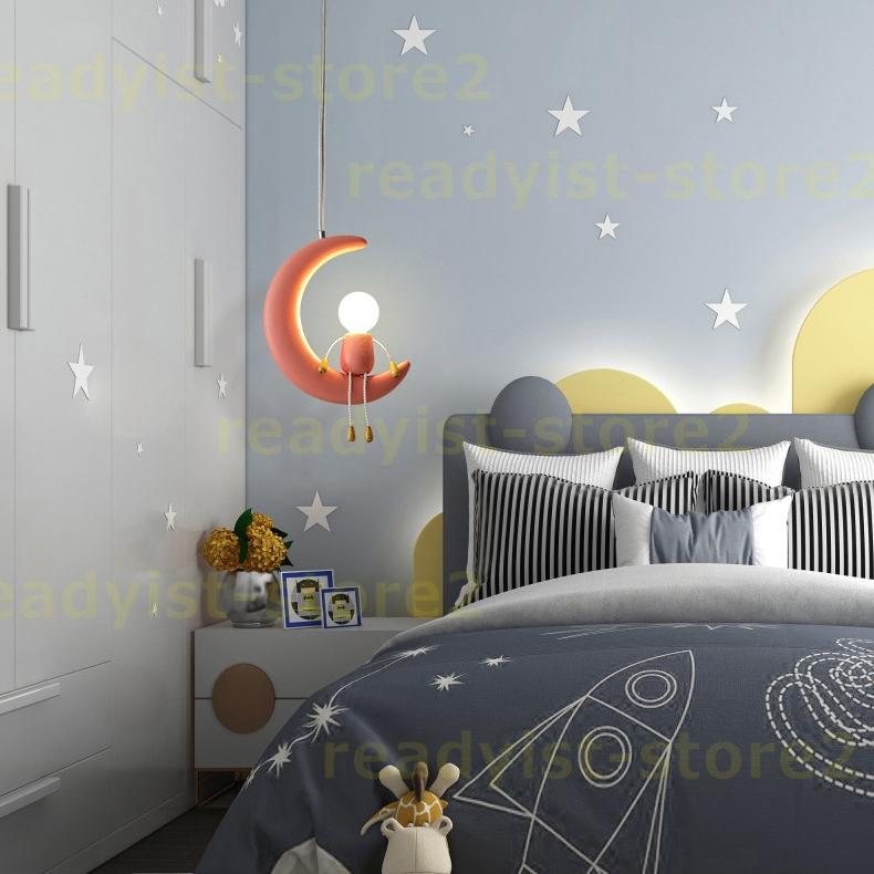 Hot!!!ペンダントライト 北欧 おしゃれ LED対応 子供部屋照明 ムーン ダクトレール 和室 洋室 月 人形 ミニフィグ付 引掛シーリング対応 かわいい