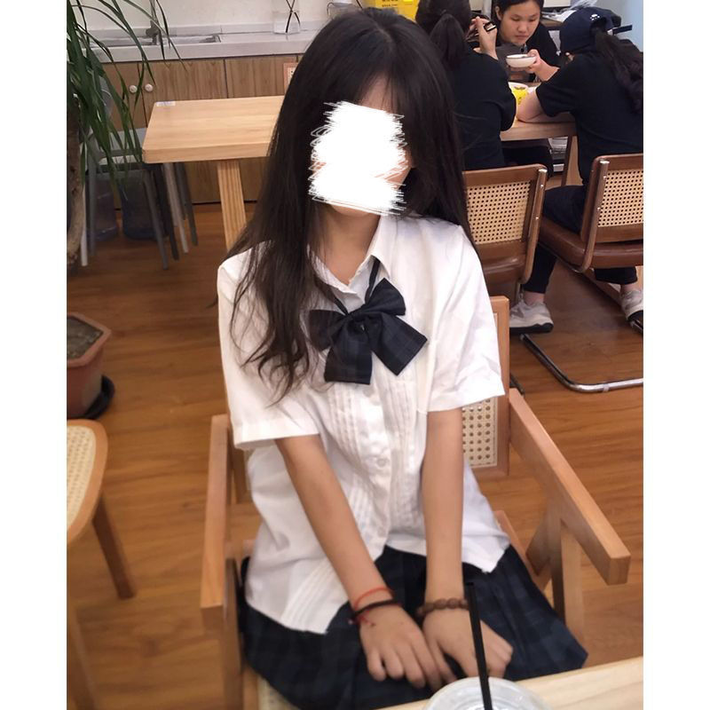 【1つ買うと10つ無料】Jkショートスリーブシャツベーシックプリーツスカートスカートユニフォームセットレイヤード2025サマーカレッジスタイルホワイトシャツ女性