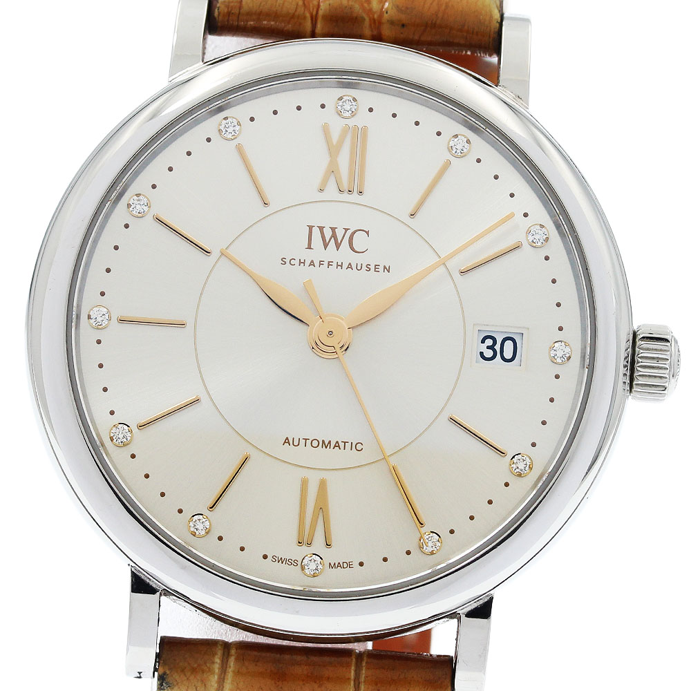 IWC IWC SCHAFFHAUSEN IW458101 ポートフィノ 12Pダイヤ デイト 自動巻き ボーイズ 保証書付き_958856【中古】
