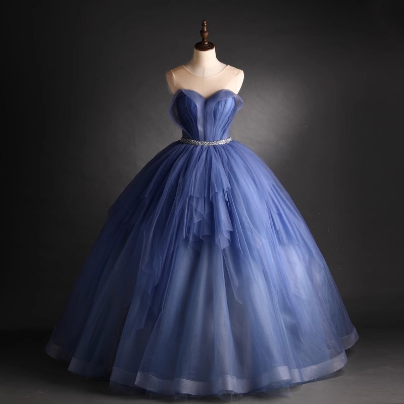 8085イブニングドレス ブルー カラードレス　ロングドレス　ウェディングドレス　ステージ　忘年会ドレス　結婚式二次会　発表会　披露宴　演奏会　大きいサイズ 　小さいサイズ