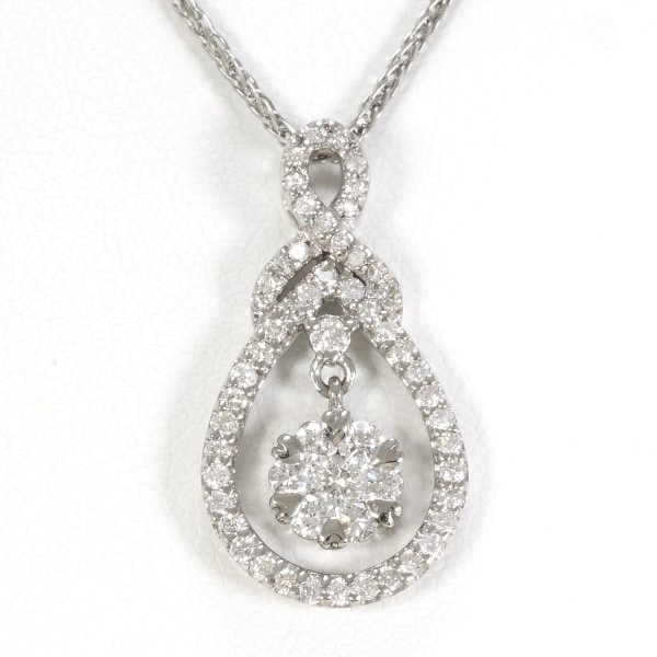 K18 18金 WG ホワイトゴールド ネックレス ダイヤ カード鑑別書 ジュエリー 中古