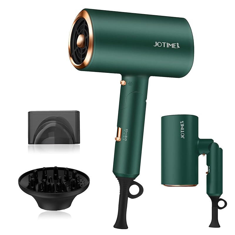 JOTIMEI ドライヤー 大風量 速乾 ヘアドライヤー 収納 折り畳み式 マイナスイオン 1200W 軽量 3段階調整 57℃恒温機能 2種類ノズル付き 旅行 出張 家庭用 PSE認証済み