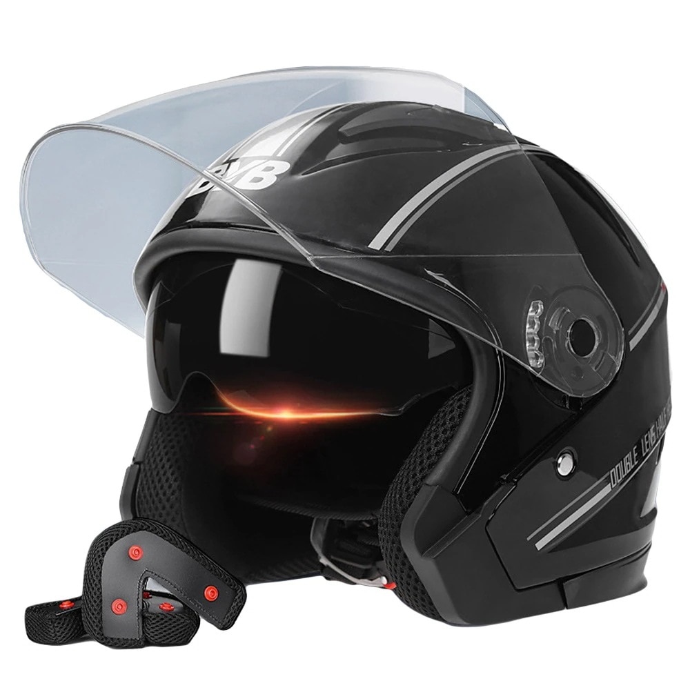 [最安値挑戦]！車のライトから目を保護します ハーフバイザー内蔵走行中の強い日差しや反射光 曇り止めシールド 安全走行をサポート ハーフバイザー付きヘルメット バイクヘルメット多機種対応保護フィルム