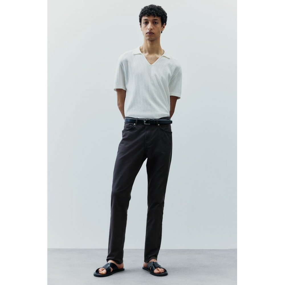 H&M スリムフィットコットンツイルパンツダークグレー