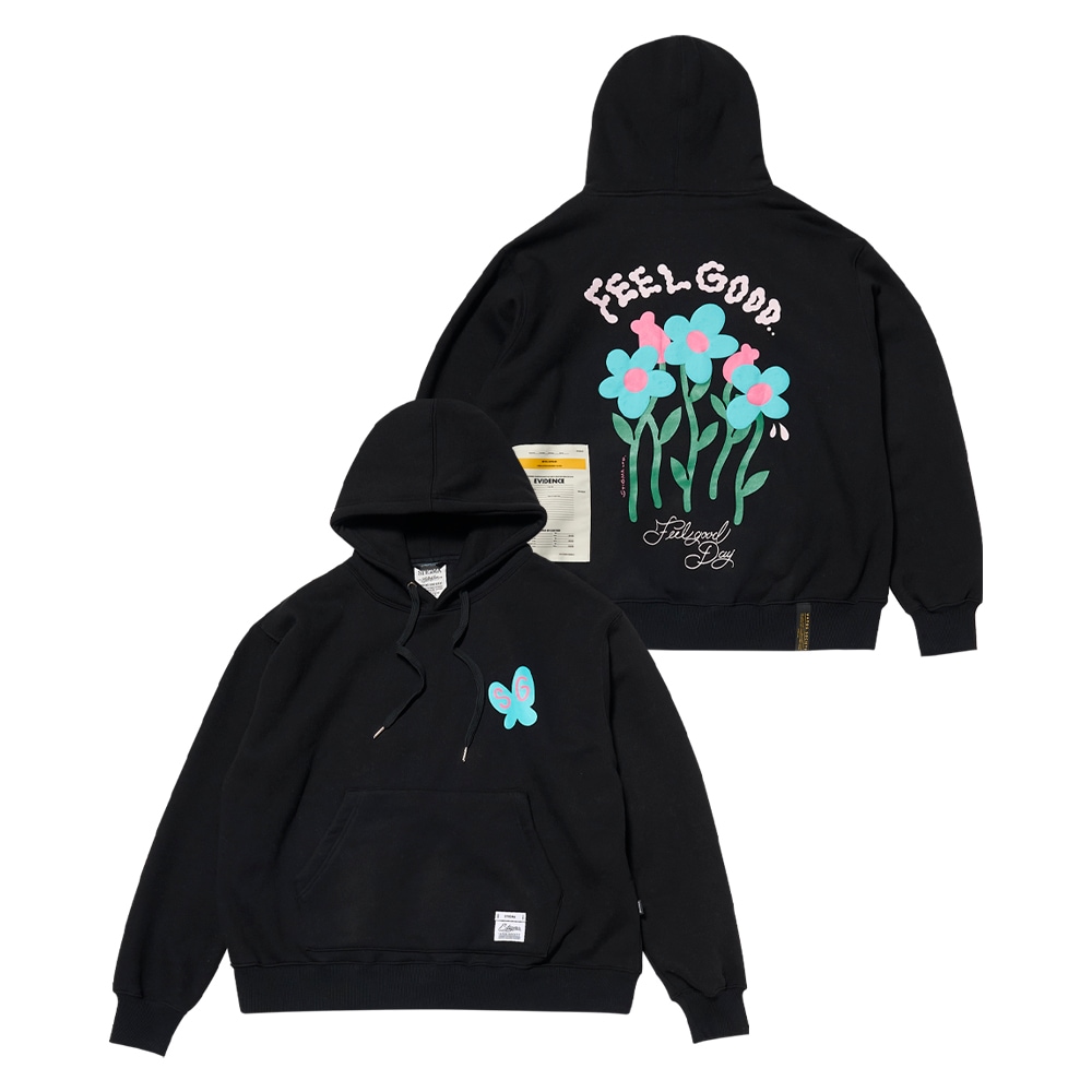 FLOWER OVERSIZED HOODIE BLACK