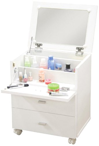 不二貿易 ドレッサー 化粧台 幅45cm ホワイト 完成品 キャスター付き サイドテーブル フィーゴ