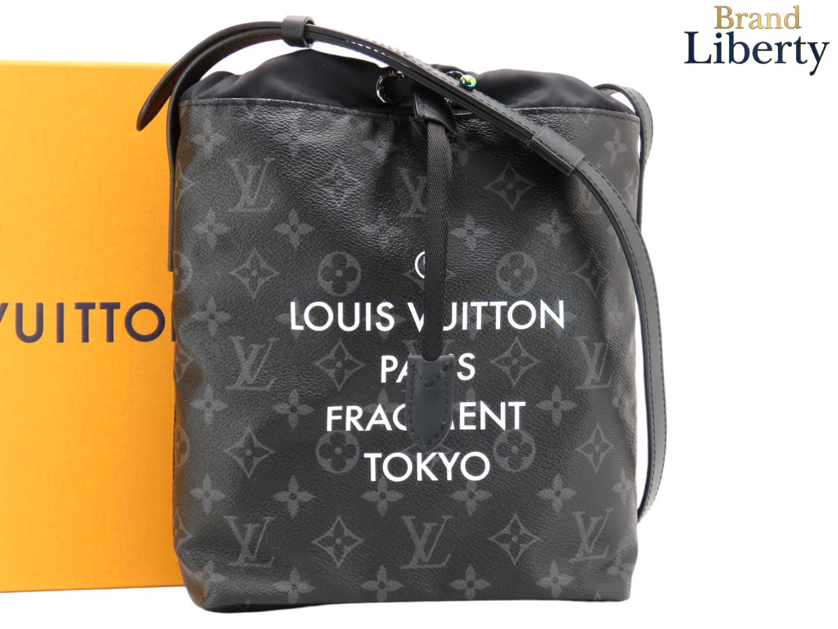 限定新古品ルイヴィトンLOUISVUITTONモノグラムエクリプスナノバッグ藤原ヒロシフラグメントデザインドローストリングバッグ斜め掛けショルダーバッグメッセンジャーバッグブラックPVCナイロンM43