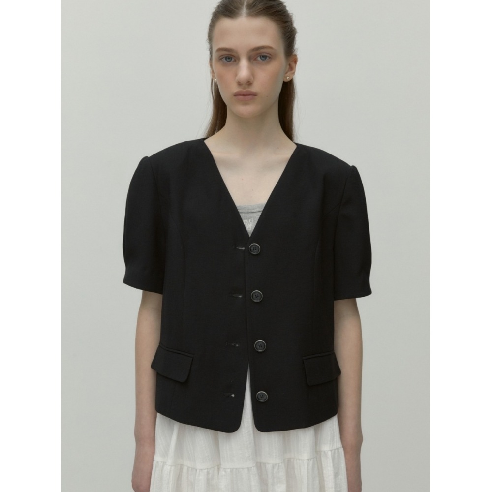 DEPUND ノーカラージャケットブラック