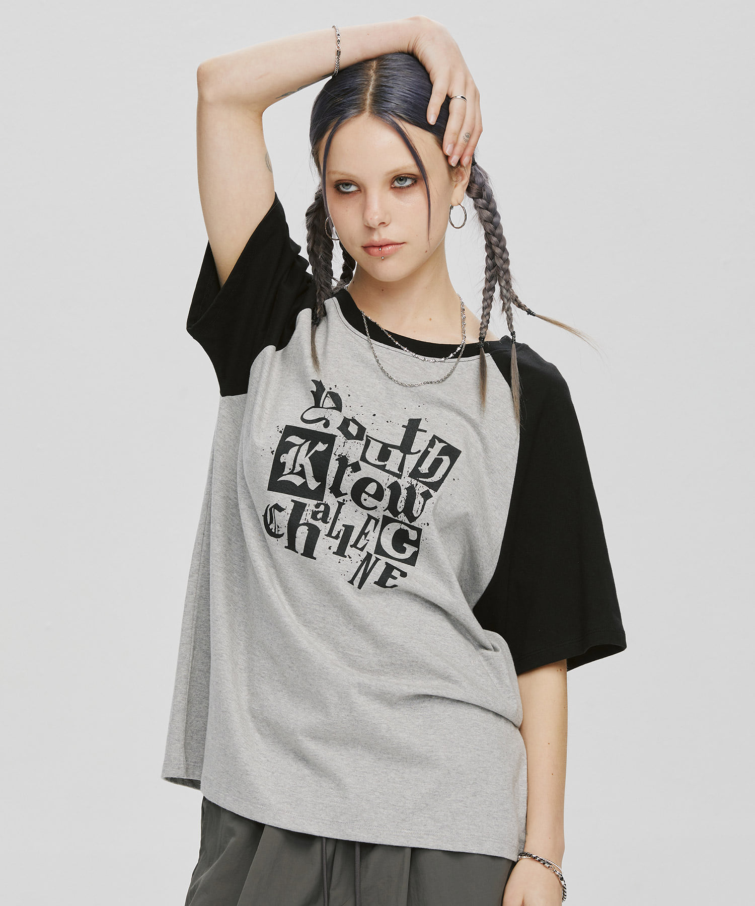 YK Paste Raglan Boxity-MelangeGray