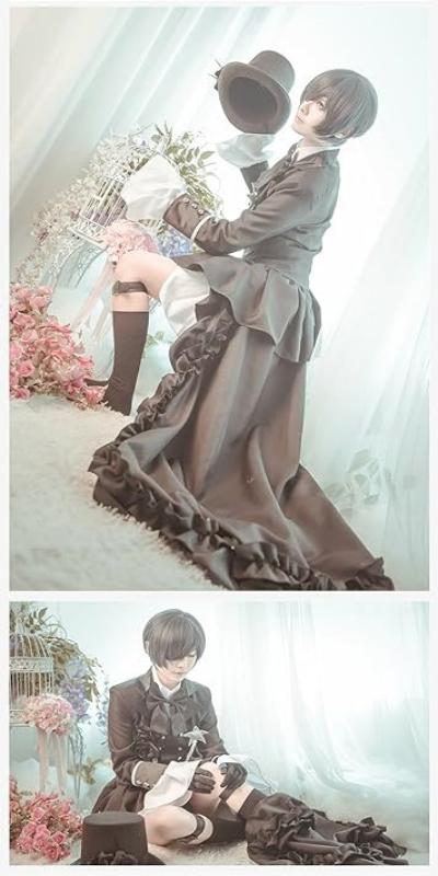 新作入荷コスチューム萌え可愛タイプ コスプレ衣装 黒執事 シエル 燕尾服 コスプレ 学園祭 文化祭 仮装 パーティー 帽子アイマスク付きコスプレ