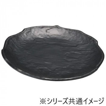 福井クラフト　クレーター丸皿 黒マット25.5cm 51361350