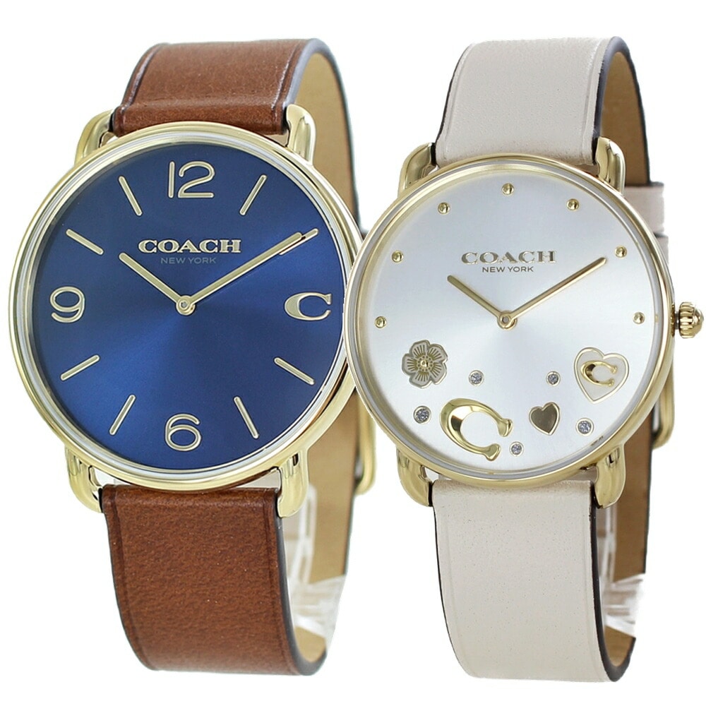 コーチ ペアウォッチ ペア腕時計 革ベルト エリオット ブラウン アイボリー 夫婦 カップル 両親 夫 妻 結婚記念日 結婚祝い サプライズ ペアギフト 誕生日プレゼント 男性 女性 クリスマス