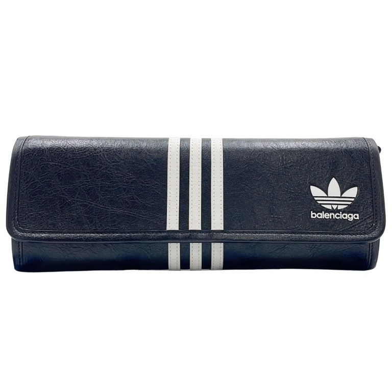 財布 ストラップウォレット レザー 729322 adidasコラボ ショルダーウォレット ブラック ホワイト ロングウォレット サイフ 長サイフ 小銭入れ ユニセックス【本物保証】
