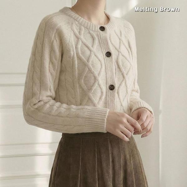 女性ラウンドニットカーディガンCC26