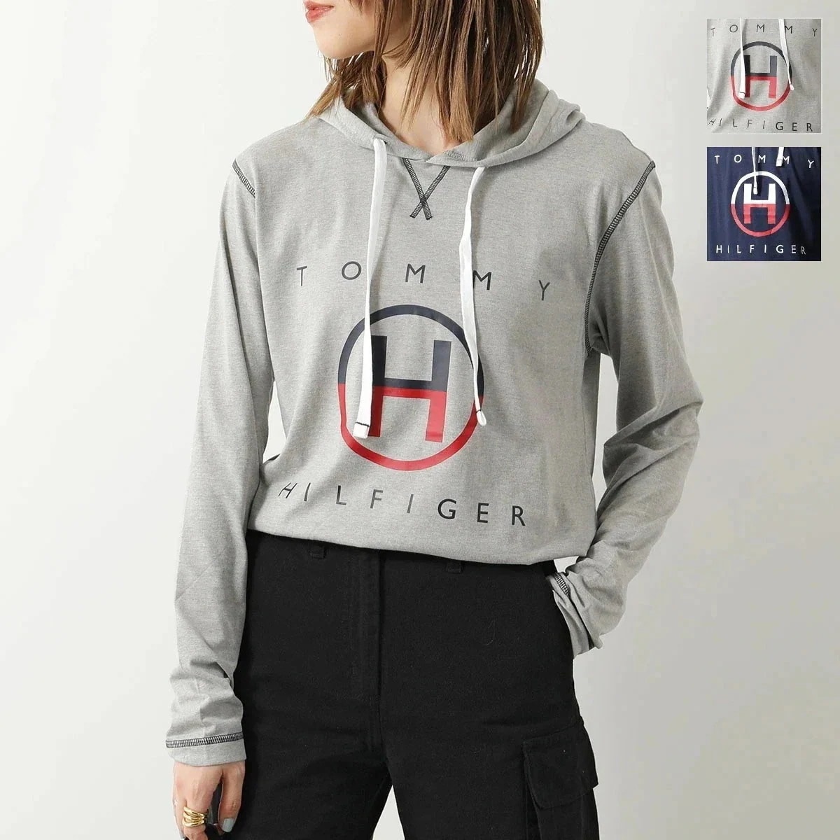 TOMMY HILFIGER トミー ヒルフィガー パーカー 09T4147 レディース プルオーバー 長袖 フーディー ロゴ コットンブレンド カラー2色