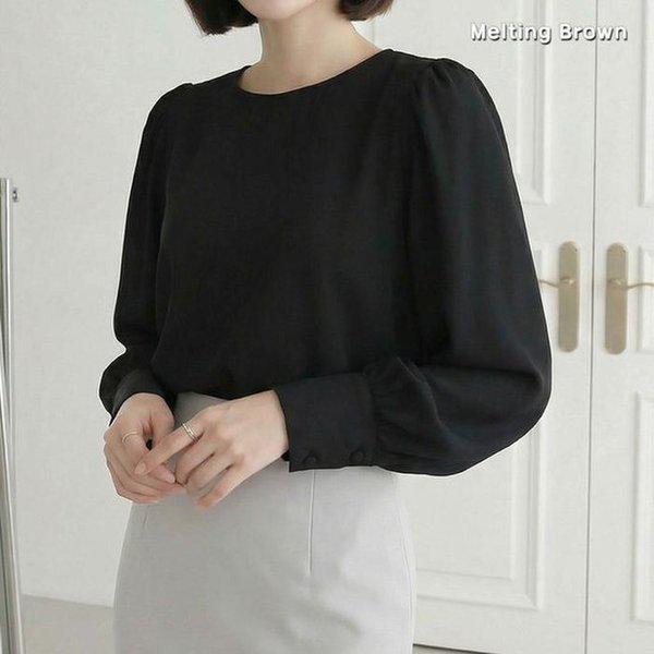 女性パフシャーリング長袖ブラウスT09