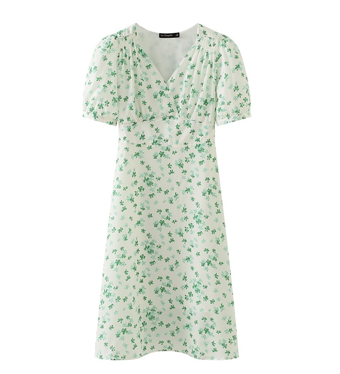 レトロ風 セーター ワンピース 膝丈 ひざ丈 膝上 袖あり 半袖 Vネック セミフレア Aライン 透け感 薄手 かわいい 可愛い きれいめ おしゃれ お洒落 レトロ エキゾチック 可愛い