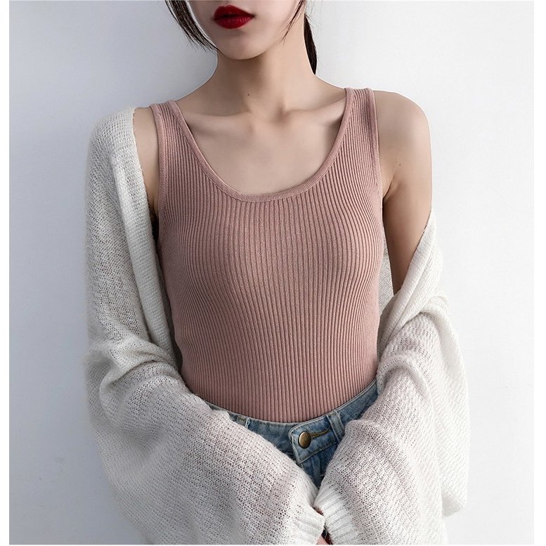 タンクトップ レディース ニット 無地 ノースリーブ 人気カラーの ストレッチ シンプル 21春夏 カジュアル
