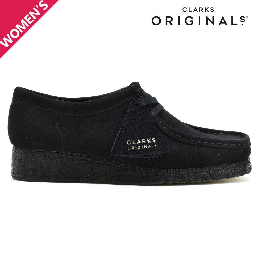 クラークス オリジナルス ワラビー レディース モカシン シューズ ブラック 黒 CLARKS ORIGINALS WALLABEE【送料無料】[clarks-26155522]