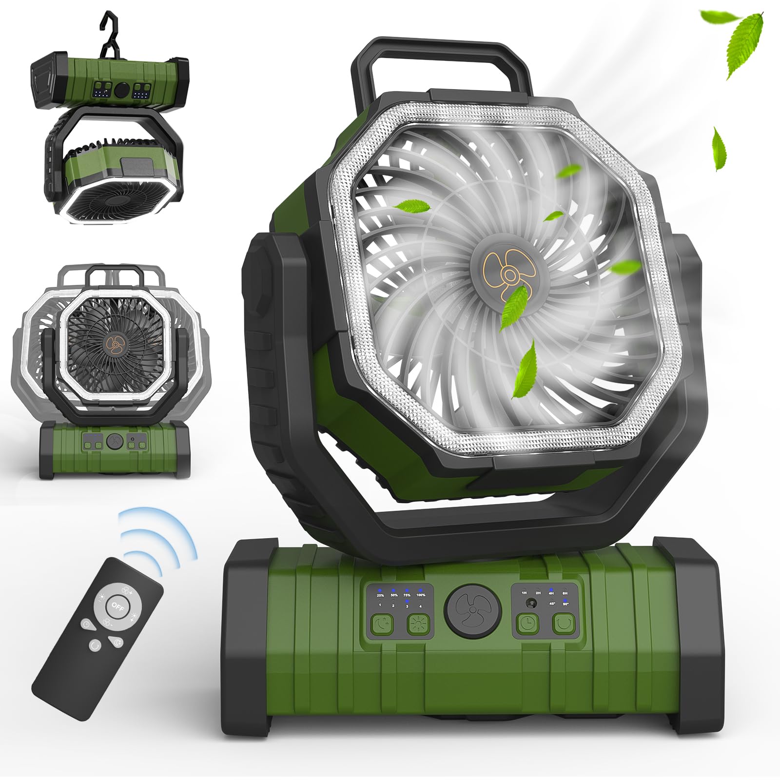 【2024新登場モデル】Issufel キャンプ 扇風機 アウトドア 【怪物ファン】 充電式 20000mAh大容量 最大65時間連続使用 風量4段階調節 超強風力 自動首振り リモコン付き タイマー