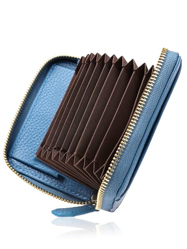 [ムラ] レディース じゃばら財布 カード入れ コインケース お札が折れない イタリアンレザー 本革 ブルー
