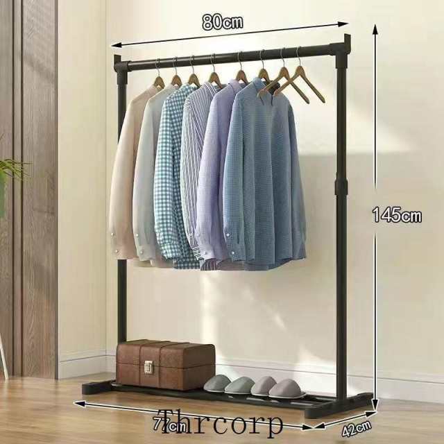 60cm 80cmハンガーラック シングル パイプハンガー 組立式 自立型 押入れ コートラック ブラック ガーメントラック シングルボトム収納ラックモダン 洋服レール
