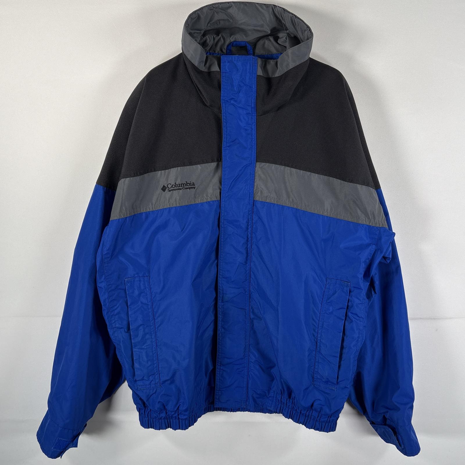 古着 ナイロンジャケット ブルゾン バガブー アウトドア ワンポイントロゴ刺繍 フルジップ M ブルー マルチカラー メンズ