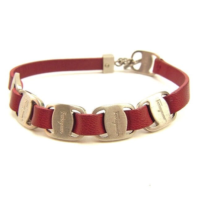 ブレスレット アクセサリー ヴァラ金具 レッド シルバー 中古