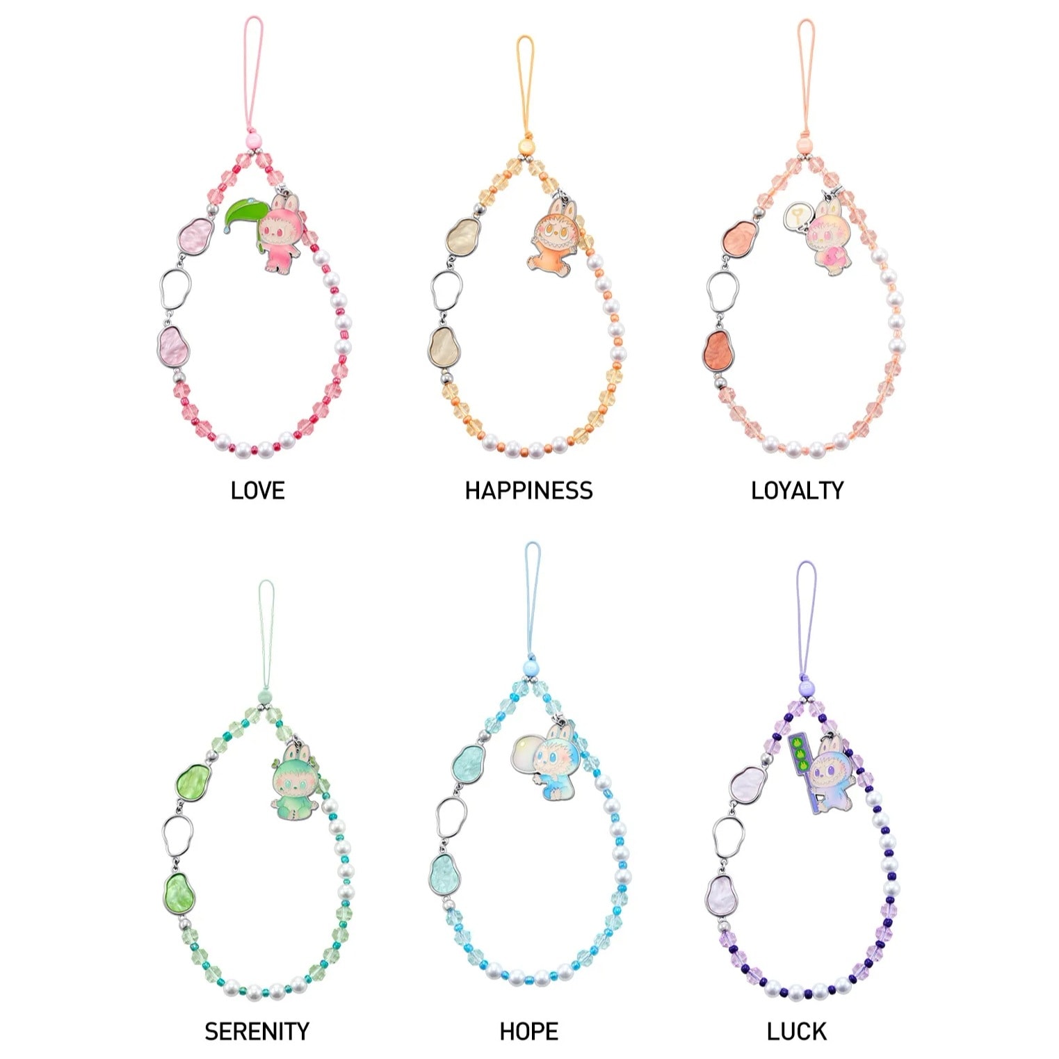 公式正規品POP MART LABUBU スマホストラップ かわいい 漫画のブレスレット ビーズのストラップ 携帯電話チェーン キーホルダー・ストラップ・ペンダント ガチャポン ブラインドボックス