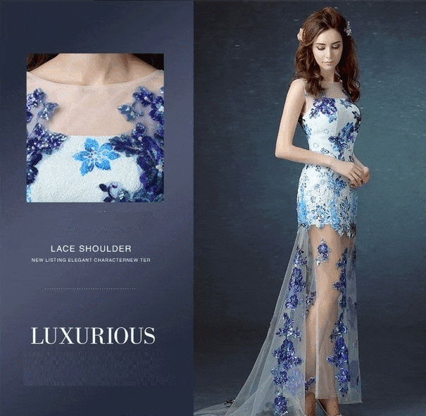 [即納] [ロングドレス] barrande Aラインドレス ブルー S M L XL XXL 結婚式 パーティードレス ドレス ワンピース 二次会 ロングドレス 大きいサイズ ミモレ丈 ロング丈