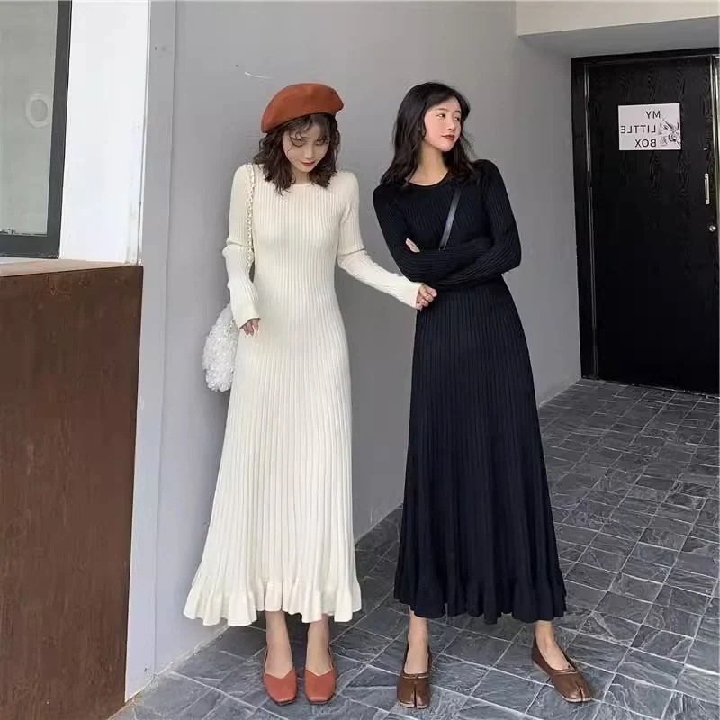 品貭保証 ロングワンピース 気質 着やせ ニットワンピース 綺麗 膝丈オフィス 無地カシュクール体型カバープリーツワンピース上品着痩せ
