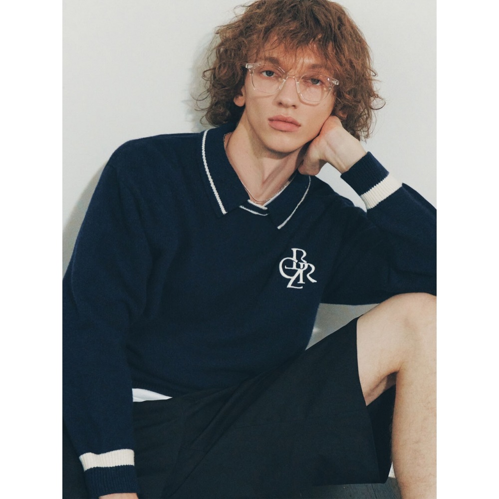 CITYBREEZE for MEN ラムスウールカラーカラーニット NAVY