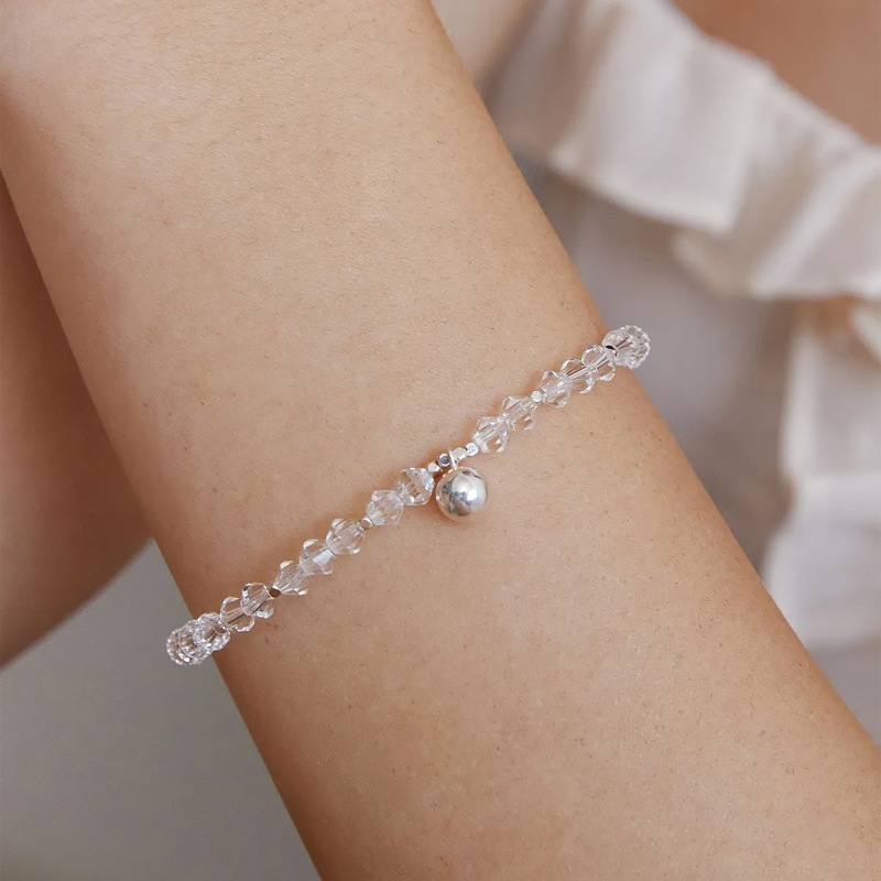 (シルバー925) スワロフスキー ビーズ ボール ブレスレット