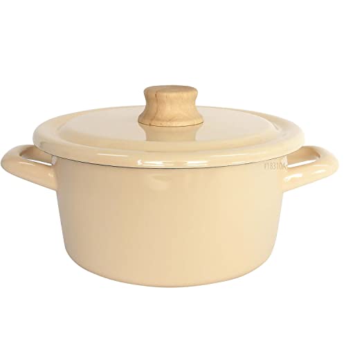 富士ホーロー 琺瑯製 両手鍋 キャセロール 18cm IH対応 コットン シリーズ ヴィンテージクリ