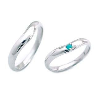 プラチナ Pt ( 12月誕生石 ) プラチナ ターコイズペアリング楽ギフ_包装