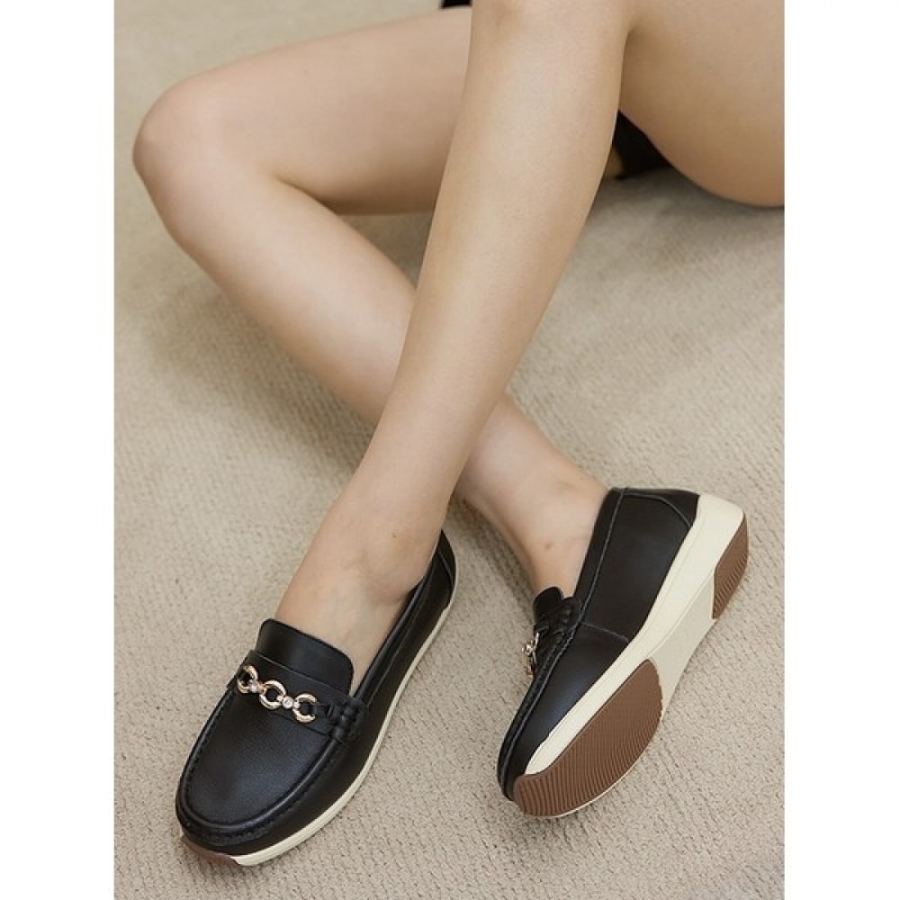 (Ninas Paris) キュービックチェーンリングレザーローファー