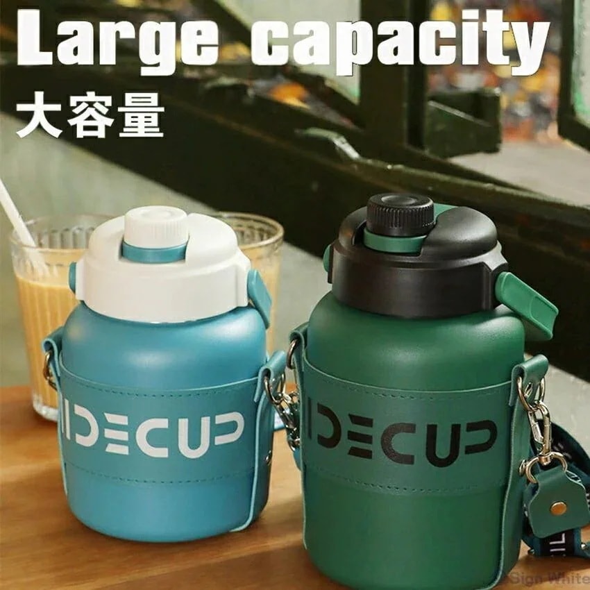 水筒 ストロー 付き 大人 キッズ 保温 保冷 蓋付き タンブラー 韓国 雑貨 小物 食器 持ち手 ショルダーストラップ 持ち運び ステンレス製