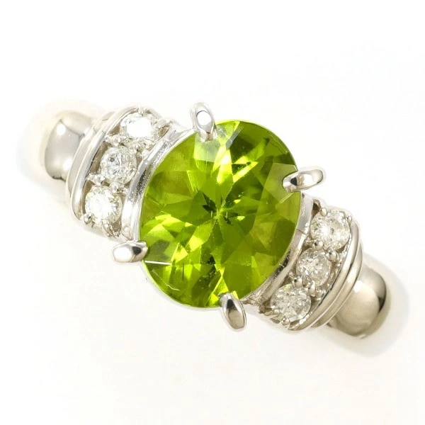 PT900 プラチナ リング 10.5号 ペリドット 1.69 ダイヤ 0.16 ジュエリー 中古