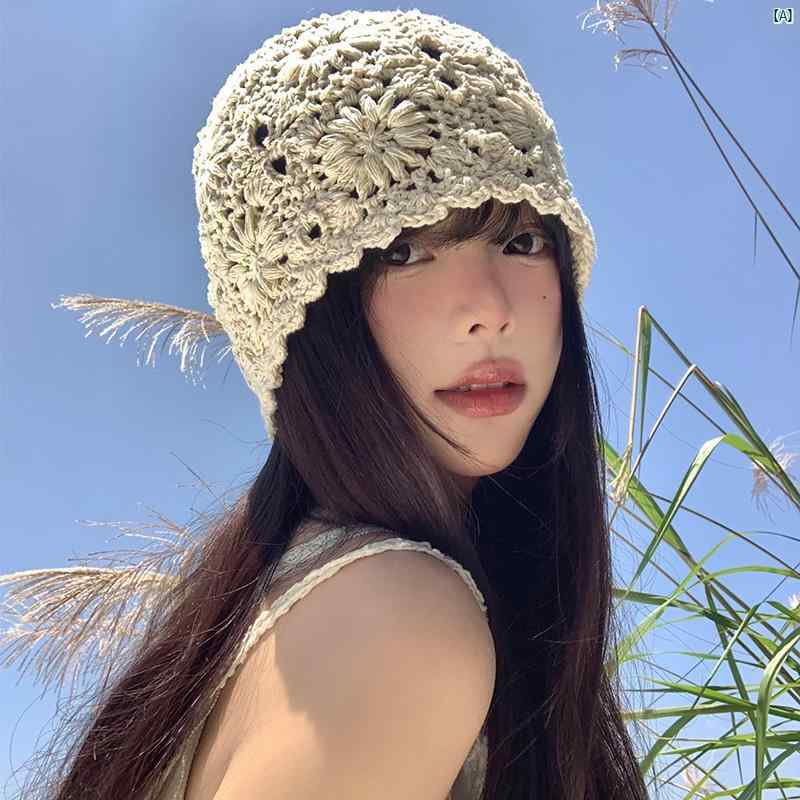 レディース　ファッション　小物　ファッションアイテム 手織り 帽子 レディース 夏 薄手 パイル 通気性 ニット ウール