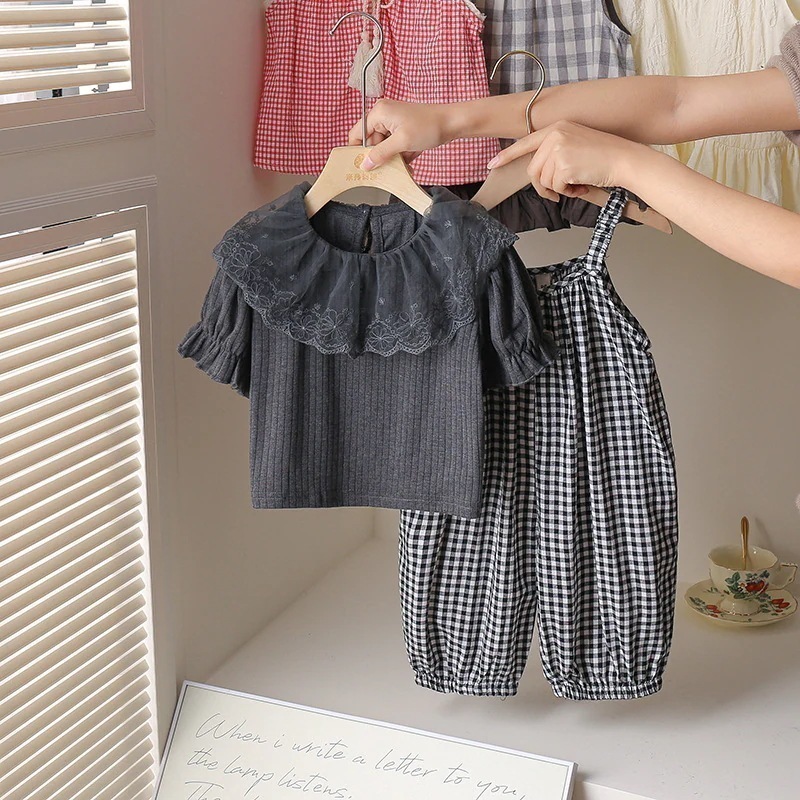 2025新作人気最安値保証女子リュックサックパンツスーツ夏新しい夏子供ツーピーススーツ上下セット品質良い