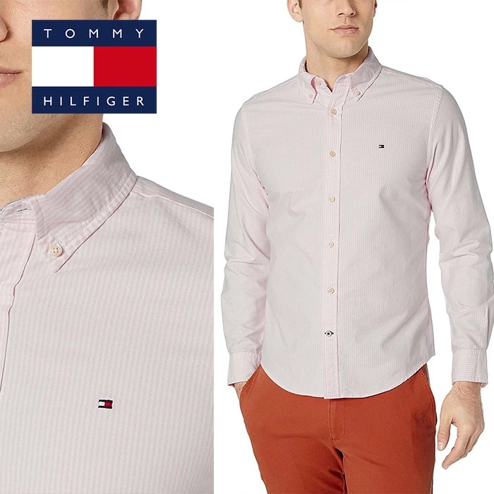 ストライプ 長袖シャツ t590 ピンク