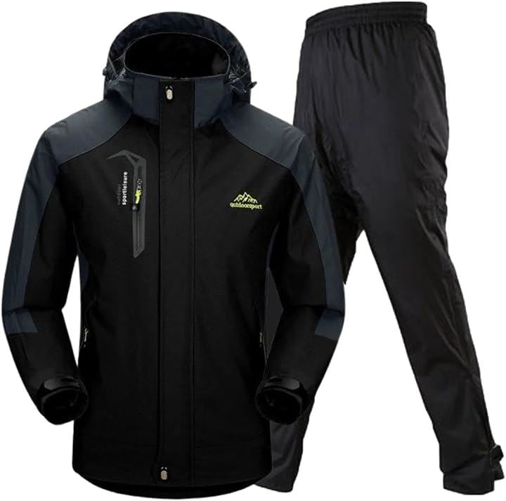 アウトドア ジャケット レインスーツ 上下セット 登山服 雨具 カッパ レインコート レインウェア(3.ブラック (防水レインパンツ), L) 6,868円