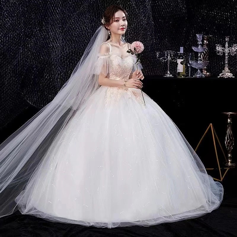 花嫁のウェディングドレス 2024 ホワイト ブ シンプル 韓版の森スタイルプリンセス スモール ウェディング ドレス スリム スタイル 4,985円