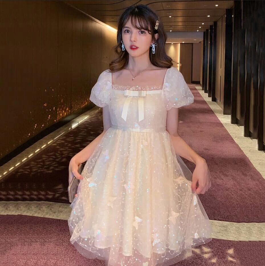 スーパーフェアリーネットヤーン セスショートサマーフレンチスクエアネックボウ半袖